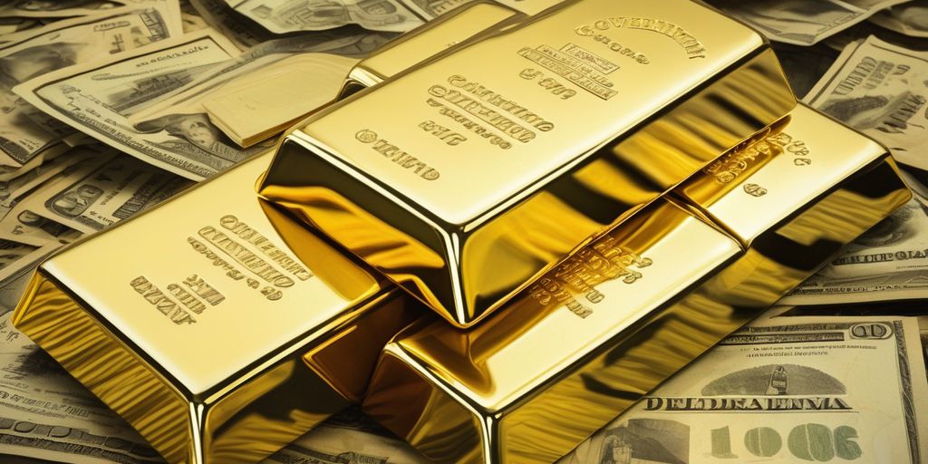 gold bars and government debt documents